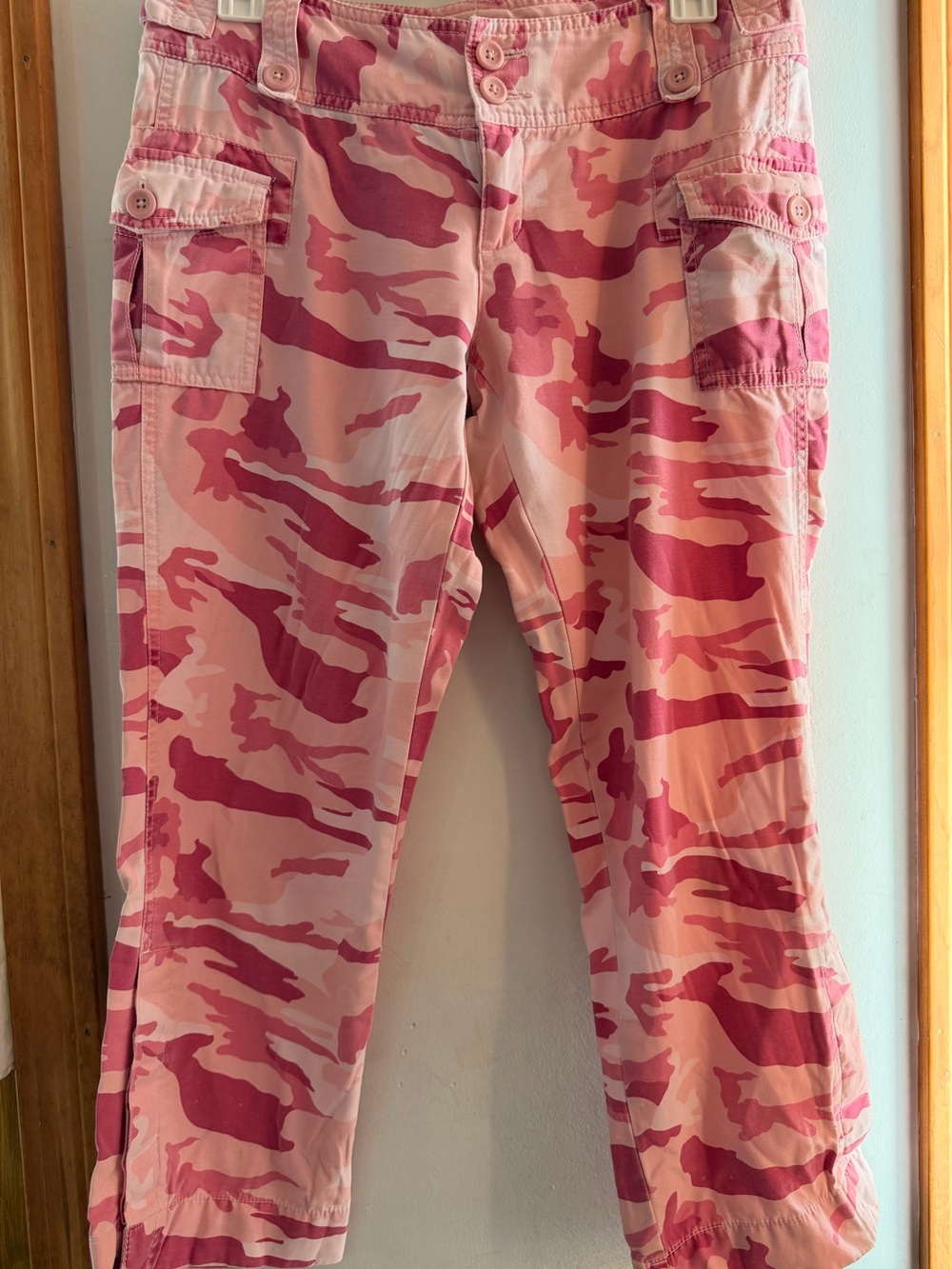 Vintage Old Navy Pink Cargo Low Rise Capris 100% Cotton Size 4
